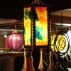 Chinese Paper Lantern Rectangle Handmade National Style Home Decor Printed Orange and Yellow Flower Lamp Shade